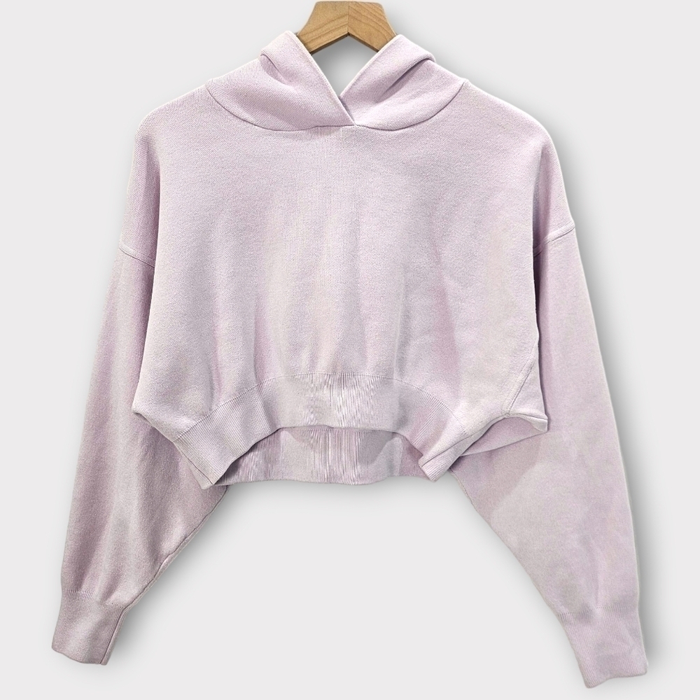 Zara Lavender Cropped Relaxed Fit Hoodie Medium